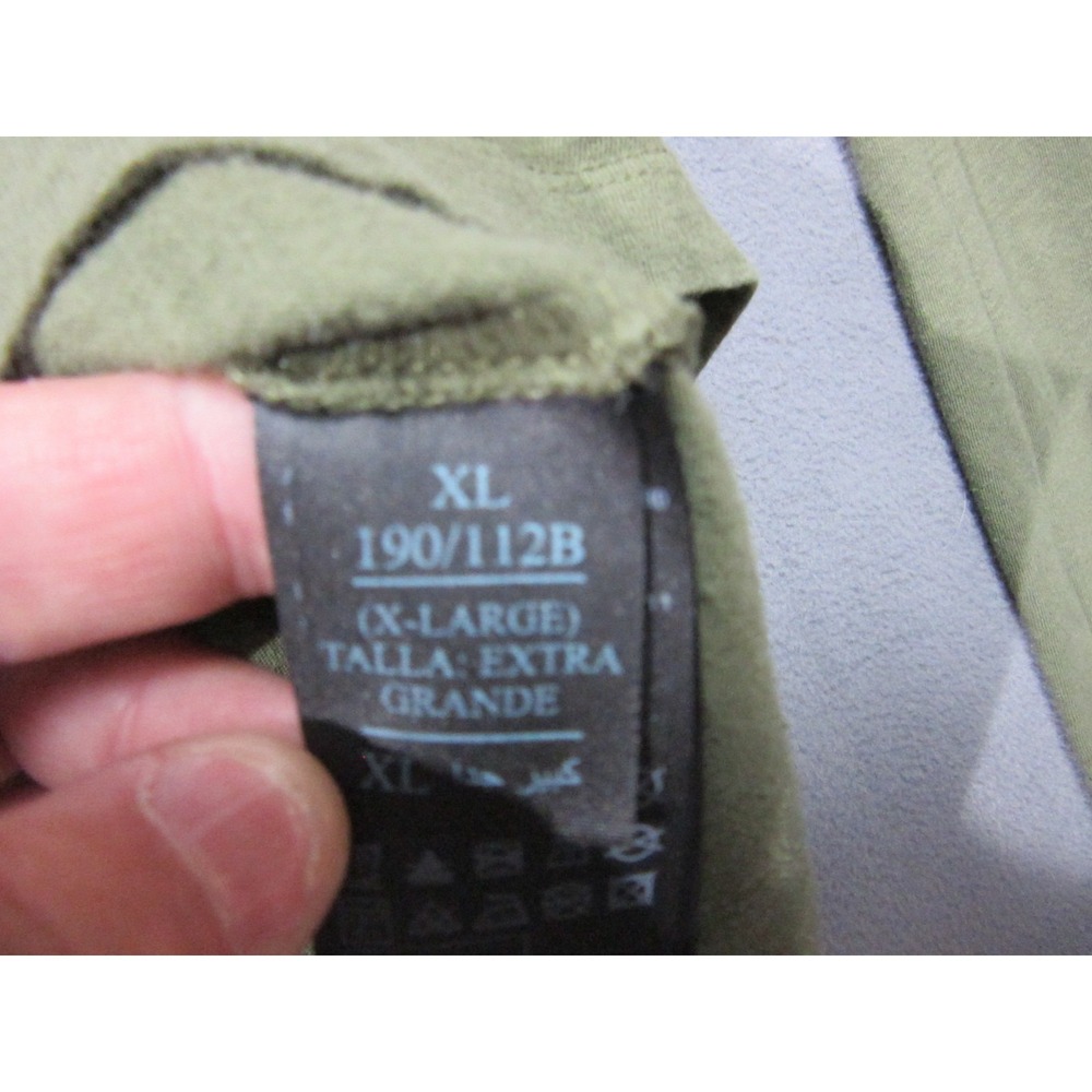 AllSaints Shirt Mens XL Green Henley Neck Raw Hem Bodega Slim Fit Olive - Picture 6 of 15